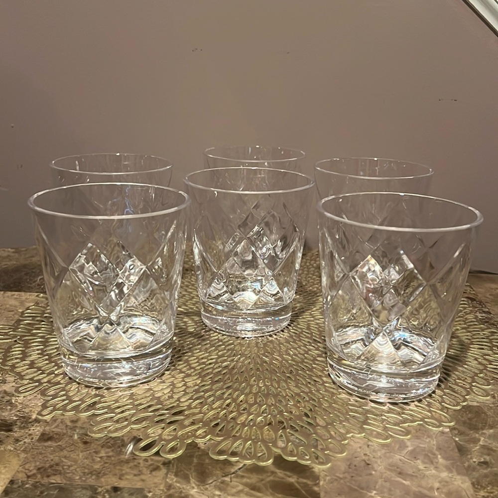Certified International Clear Diamond Pattern Acrylic Glasses, Set of 6